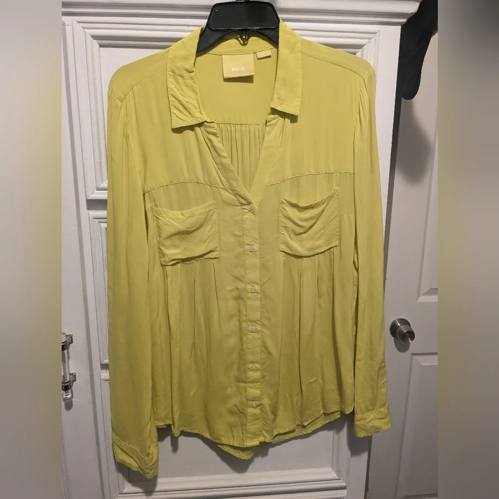 Maeve yellow M long sleeve tunic button up oversized - Picture 2 of 10